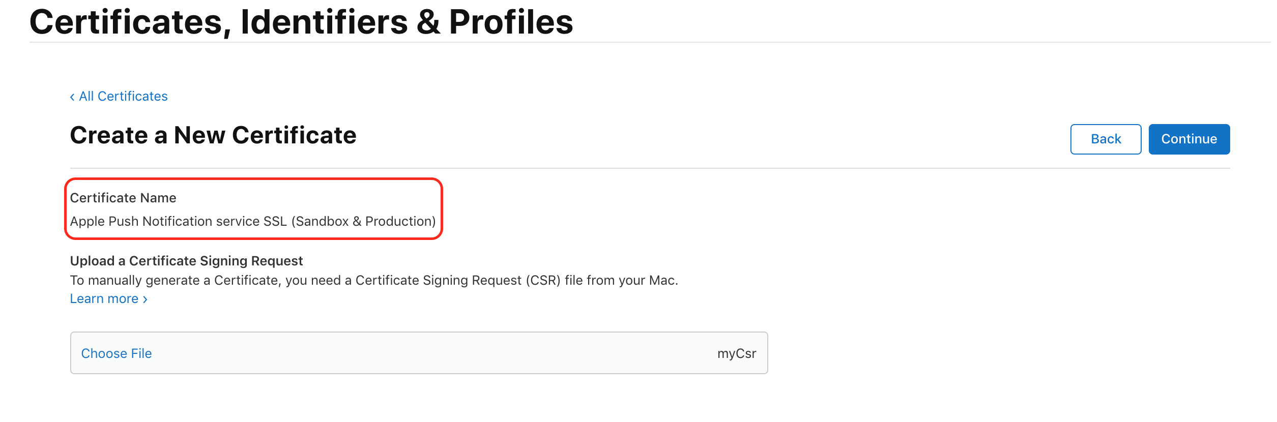 Eduopus iOS Notifications Configure create cer