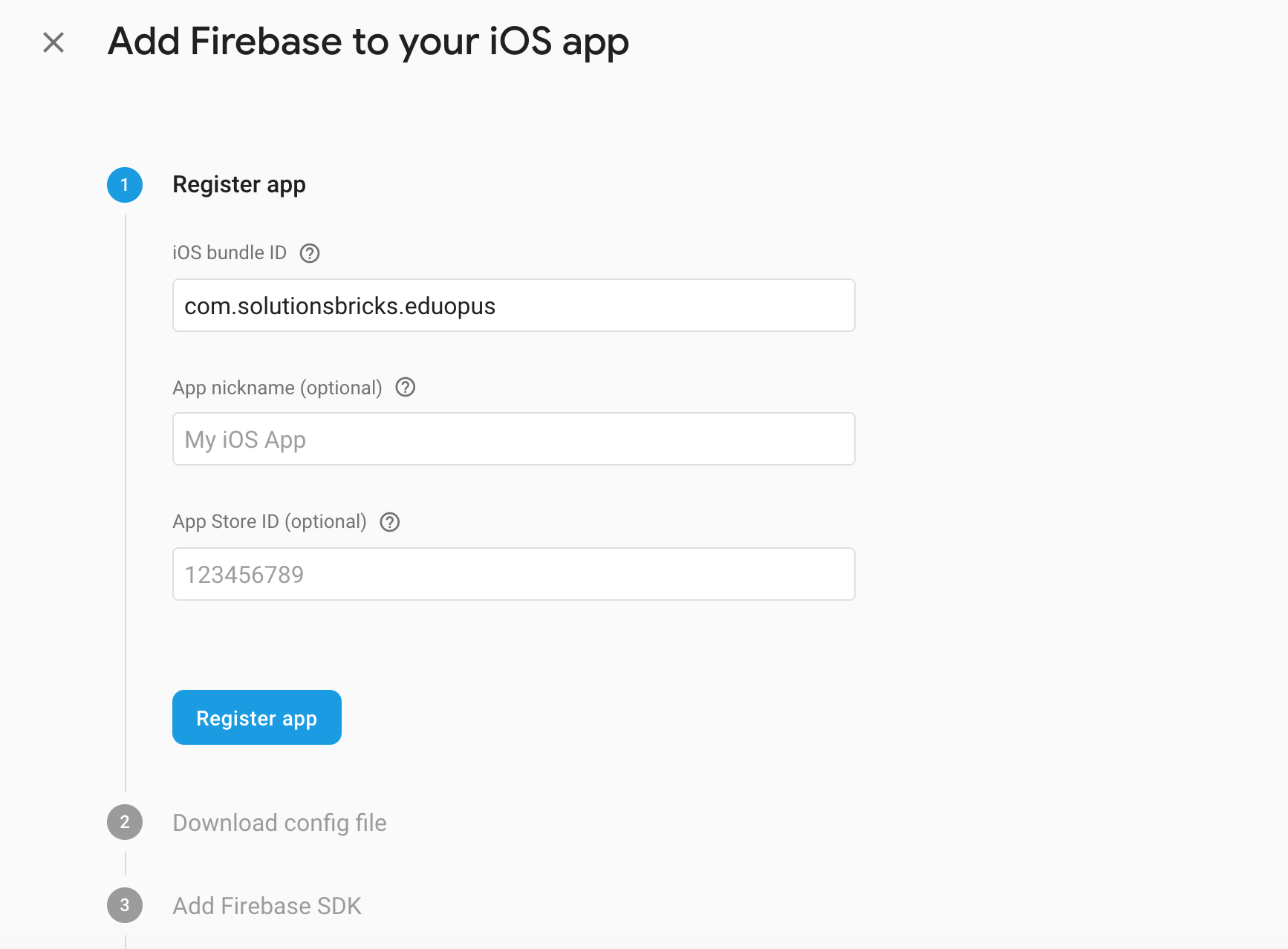 Eduopus Firebase ios app bundle configure