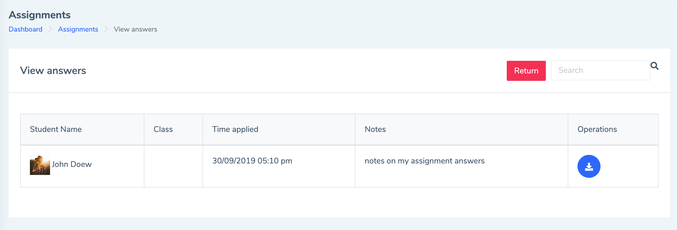 Assignment view answers