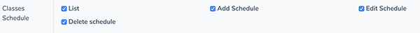 Class schedule Permissions