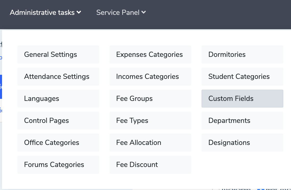 Eduopus custom fields button