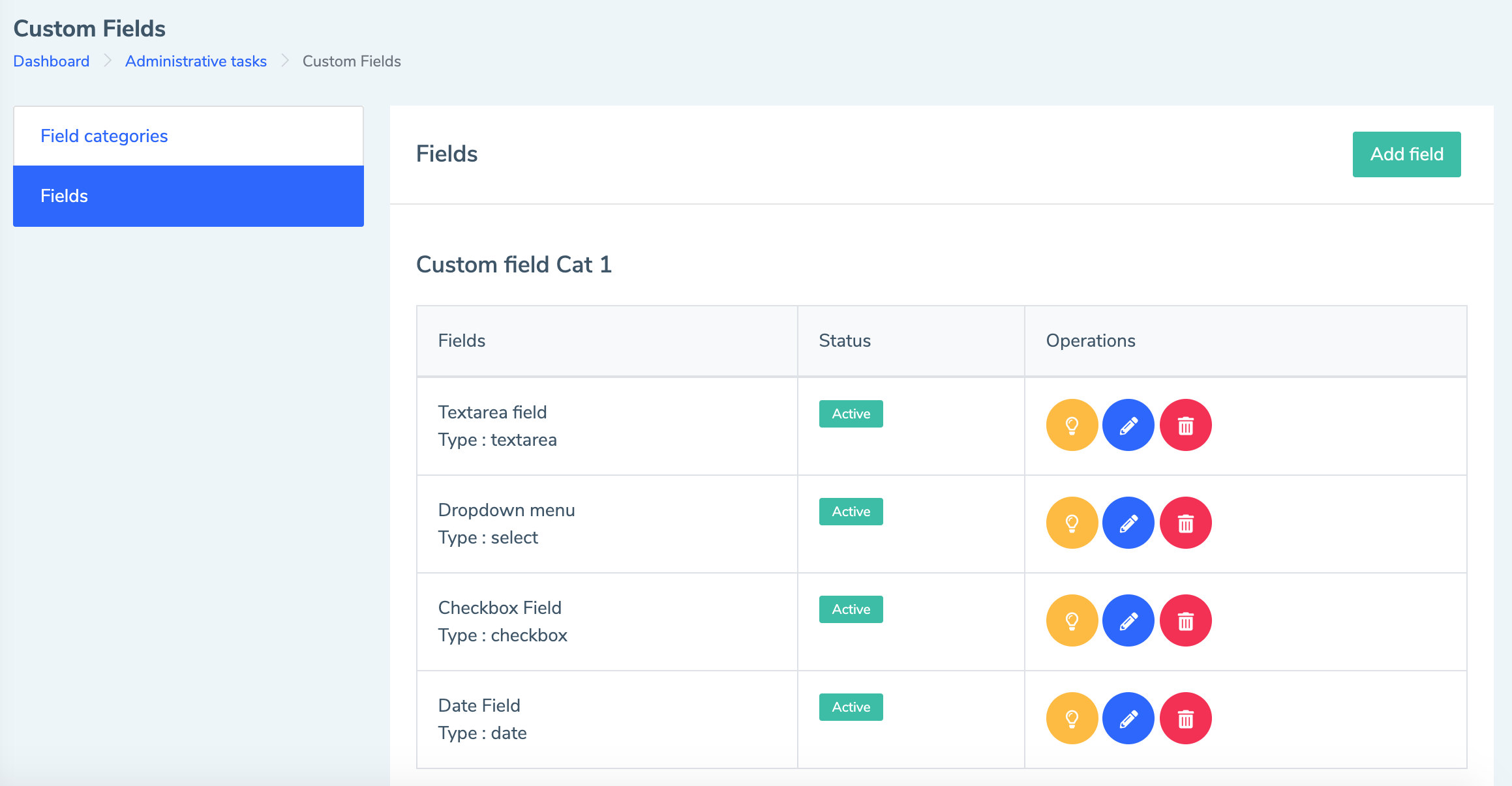 Eduopus custom fields fields list
