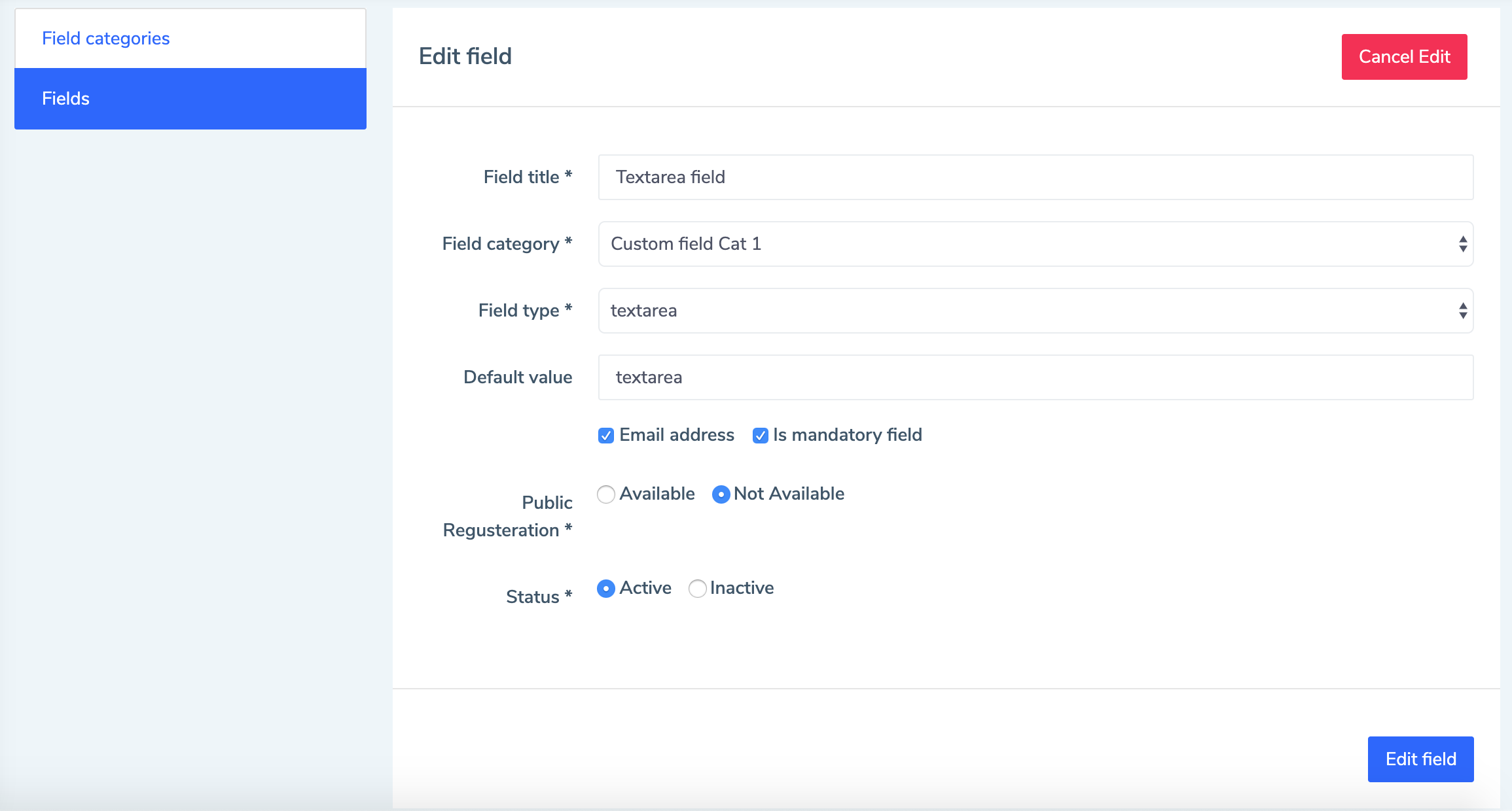 Eduopus custom fields textarea