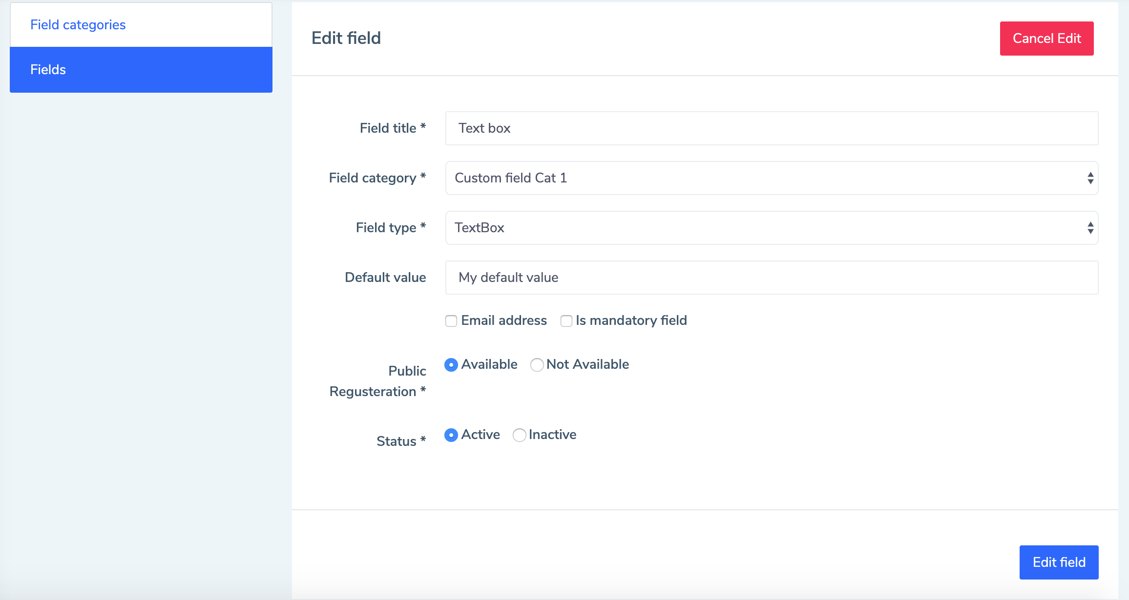 Eduopus custom fields add textbox