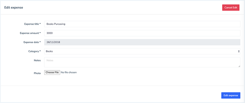 Expenses add edit