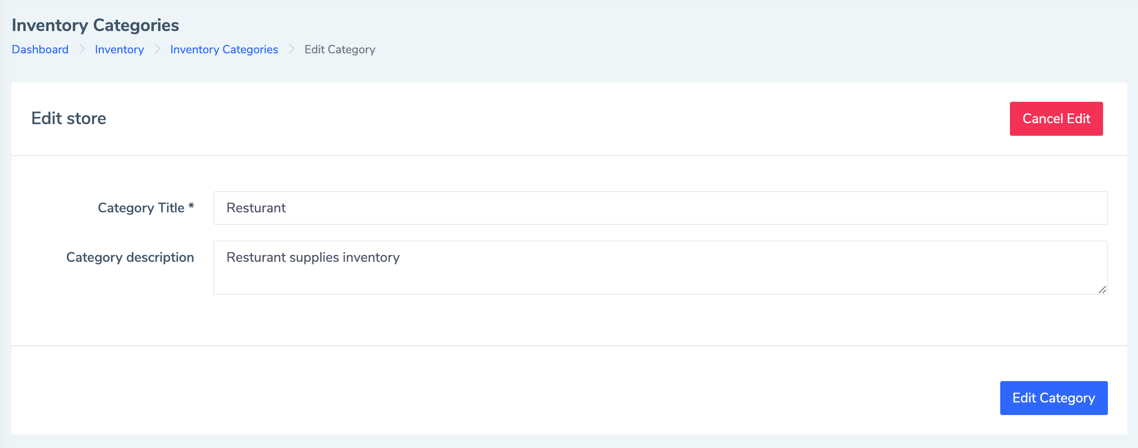 Eduopus Welcome Inventory categories edit