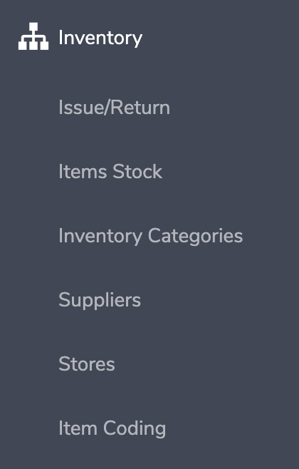 Eduopus Welcome Inventory items menu