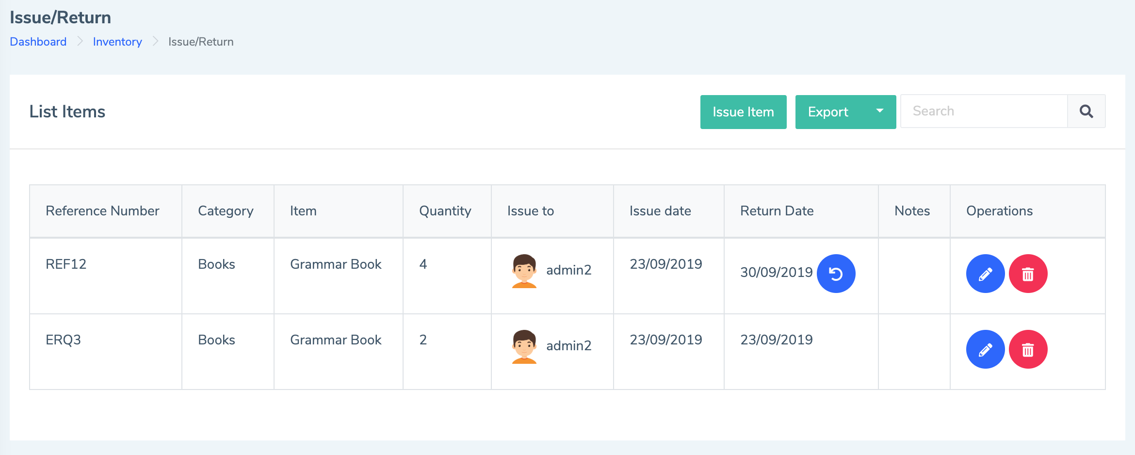 Eduopus Welcome Inventory issue