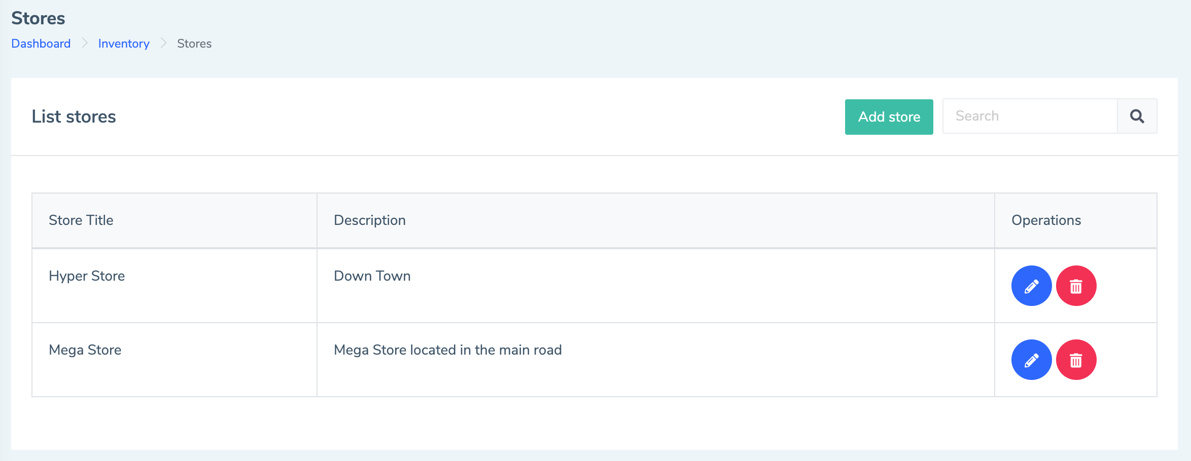 Eduopus Welcome Inventory stores list