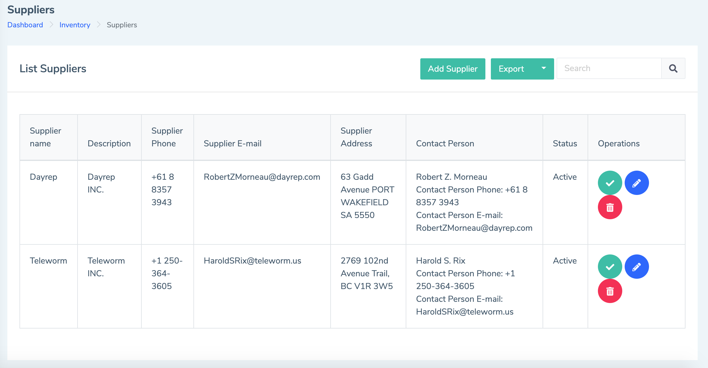 Eduopus Welcome Inventory supplier edit