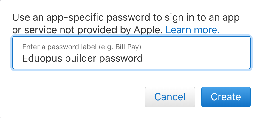 Eduopus iOS specific password create