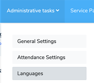 language from admin panel