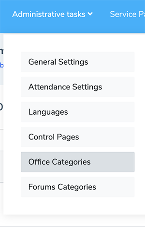 Office categories admin panel