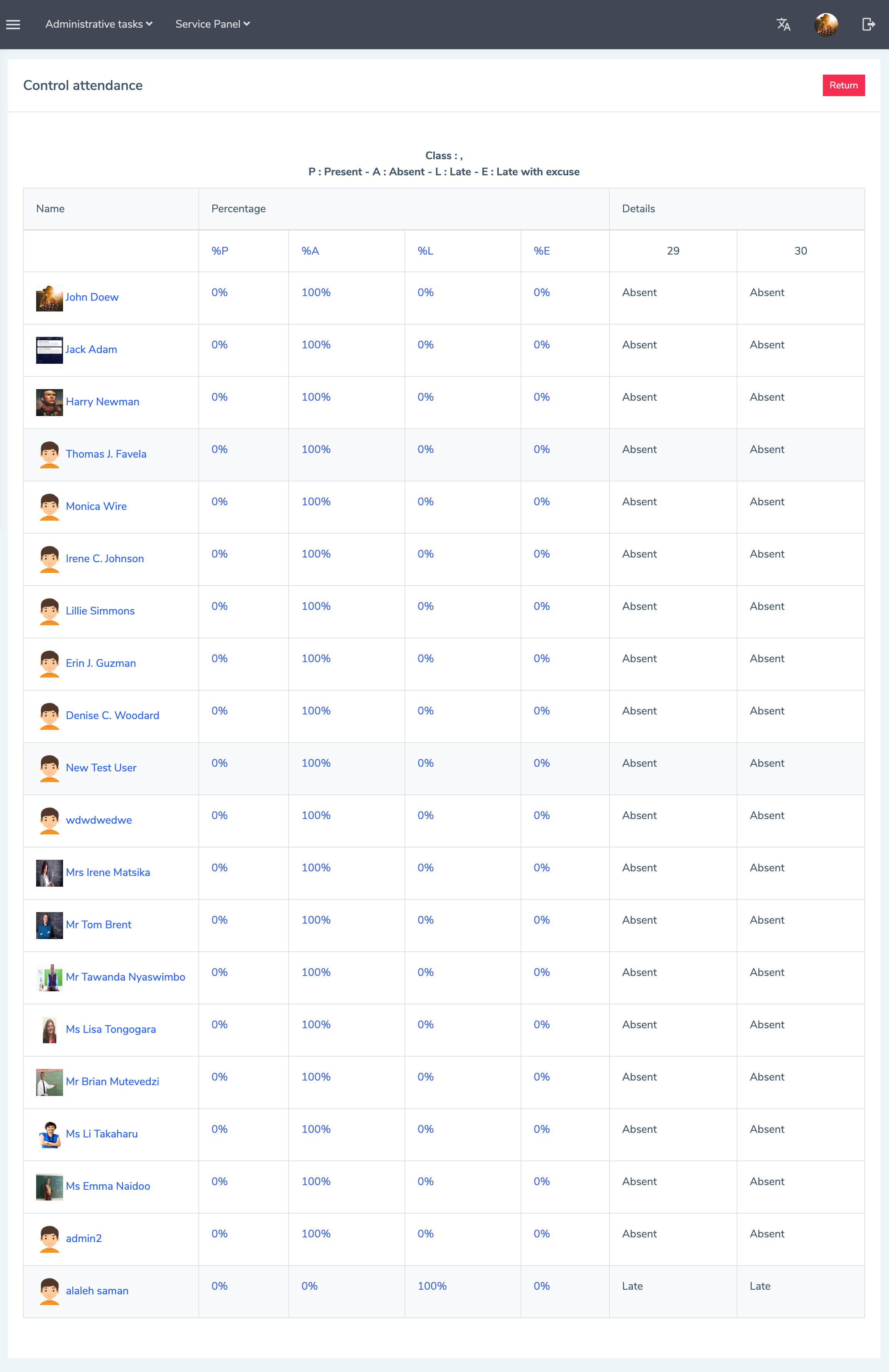Eduopus Staff Attendance report