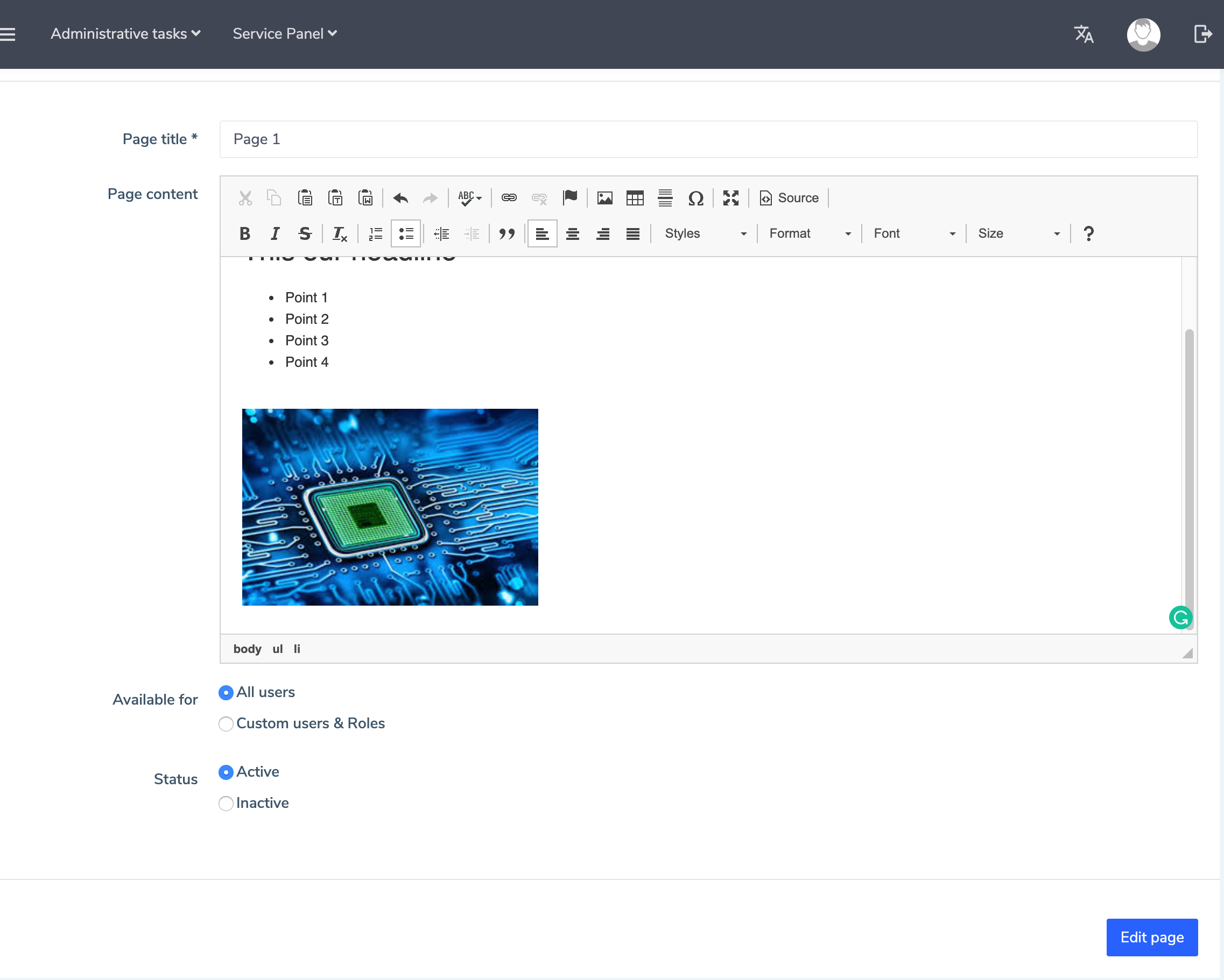 Eduopus add/modify static pages