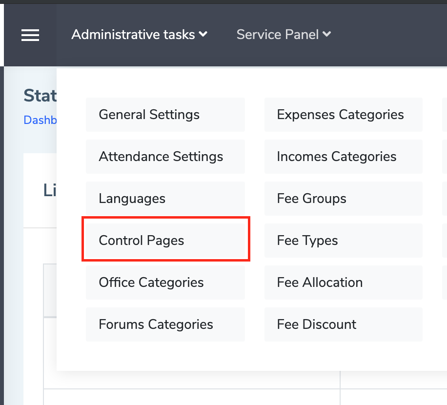 Eduopus static pages menu