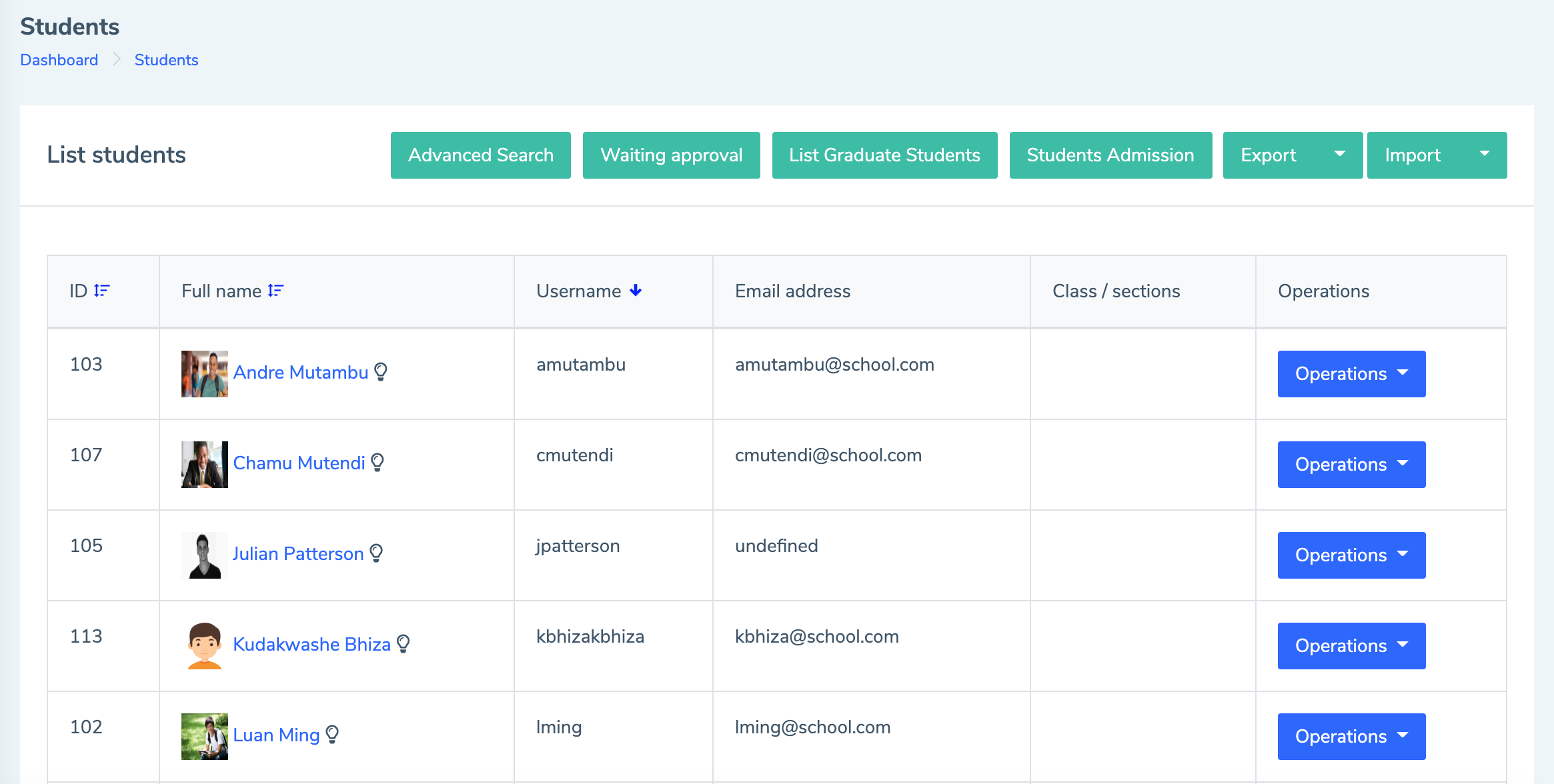 Eduopus Students list