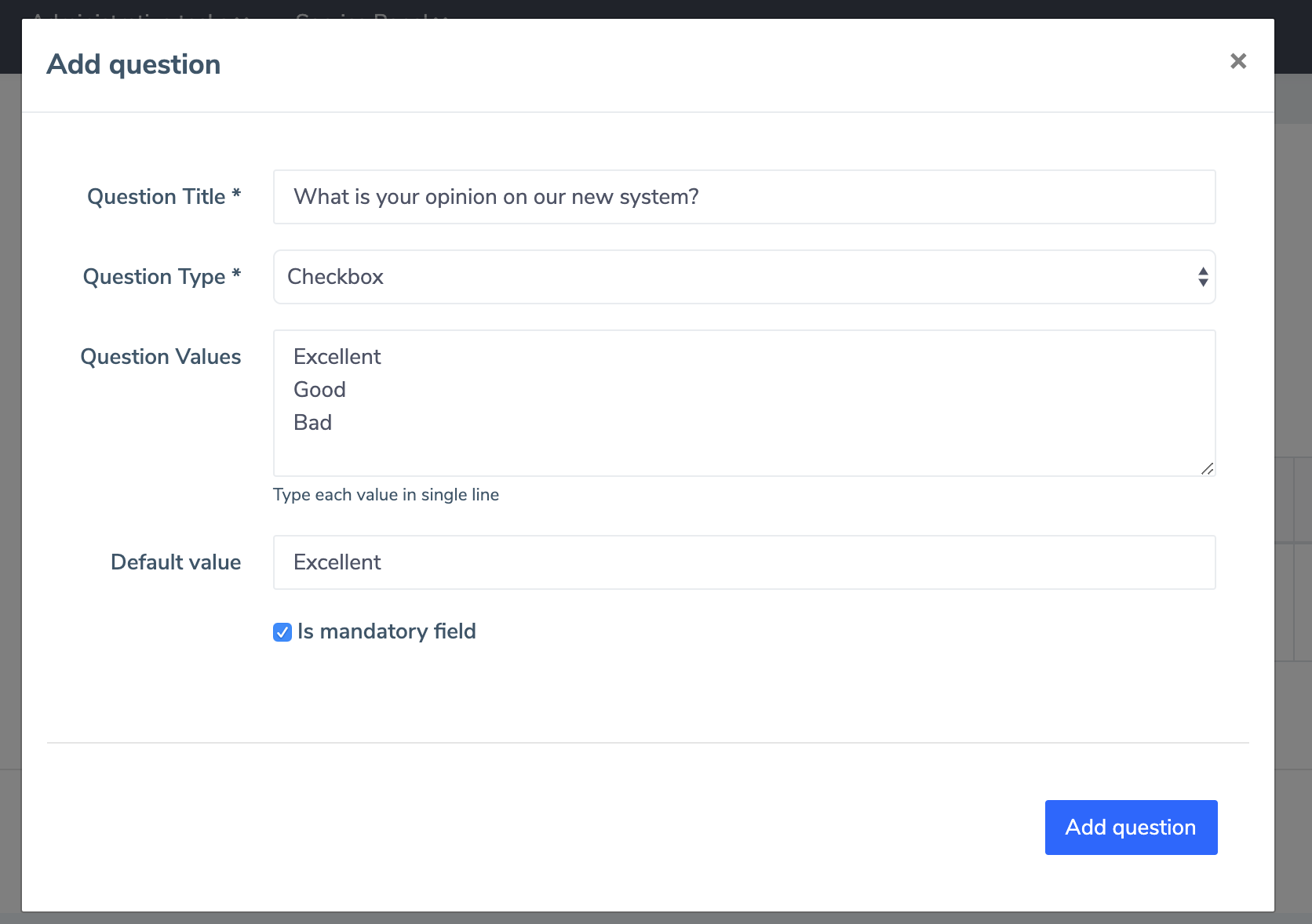 Eduopus Welcome Surveys add questions