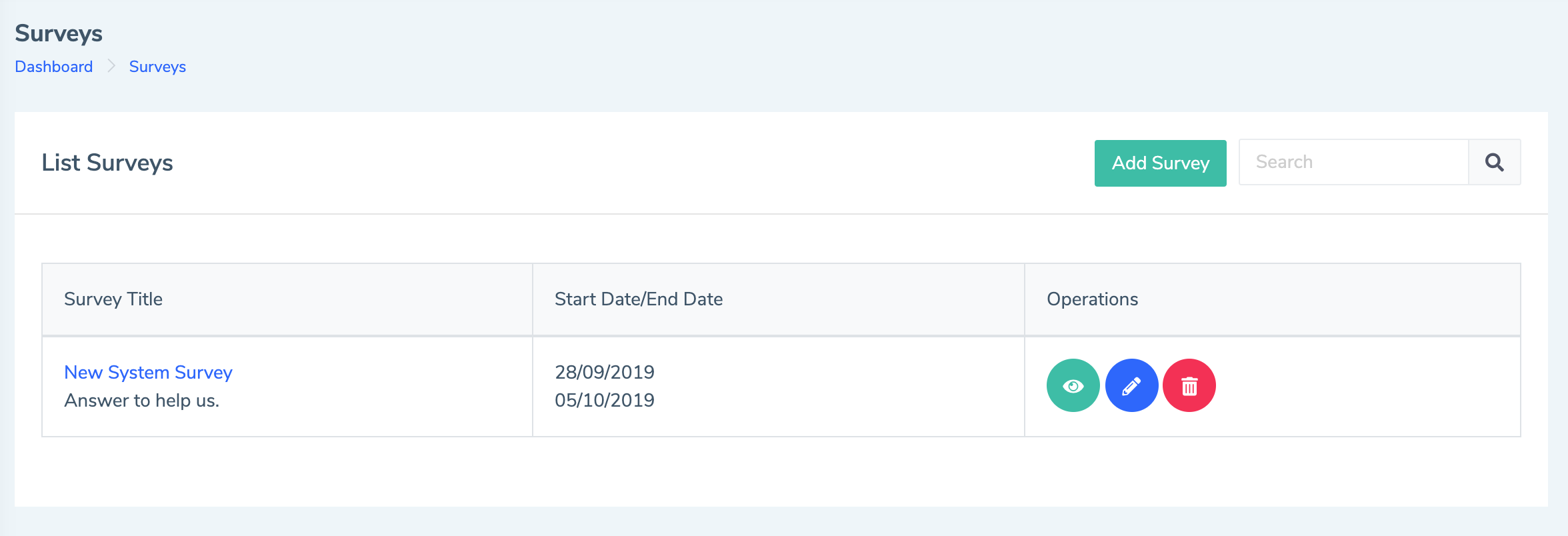 Eduopus Welcome Surveys list