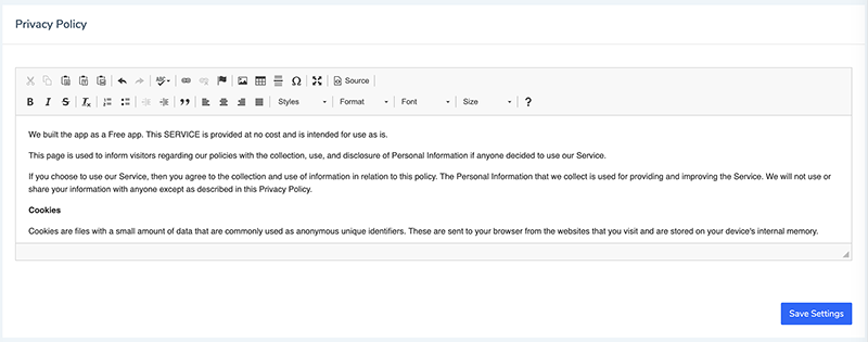 Edit Privacy policy